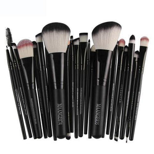 22 Piece Cosmetic Makeup Brush Set Make Up AZMBeauty Black white 