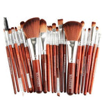 22 Piece Cosmetic Makeup Brush Set Make Up AZMBeauty Brown silver 