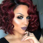 European Beauty Wig Headgear Hair AZMBeauty Wine red 