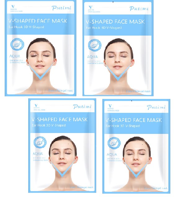 V Line Lifting Mask Face Beauty & Tools AZMBeauty Blue 4pcs 
